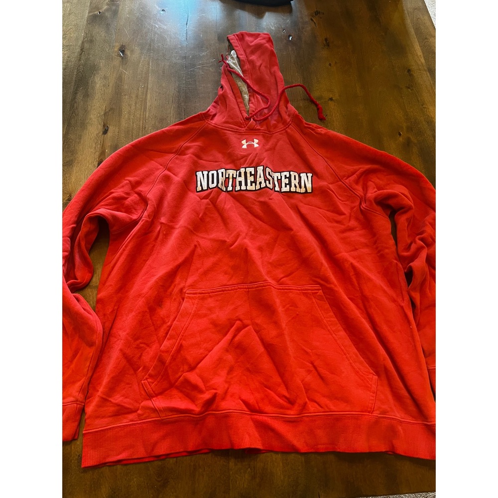 Under Armour Northeastern University Huskies Hoodie Red XL Loose Fit Pullover